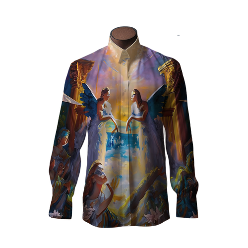 Bienvenido al cielo  - Camisa 100% de seda - Manga larga