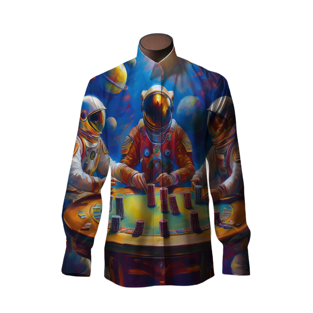 Juego de estrellas - Camisa 100% de seda - Manga larga