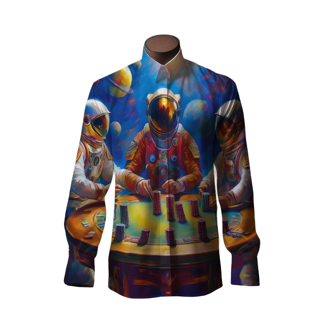 Juego de estrellas - Camisa 100% de seda - Manga larga