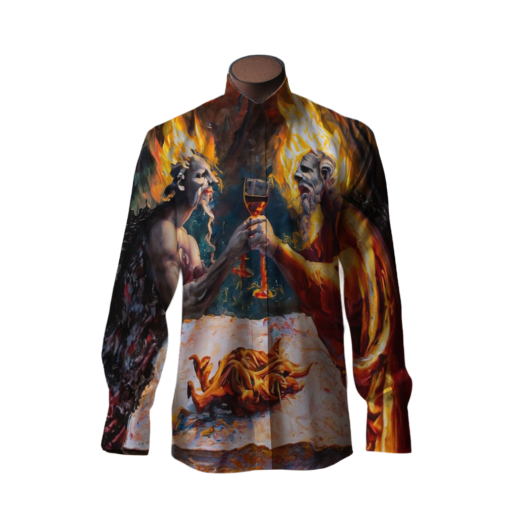 Brindis de fuego - Camisa 100% de seda - Manga larga