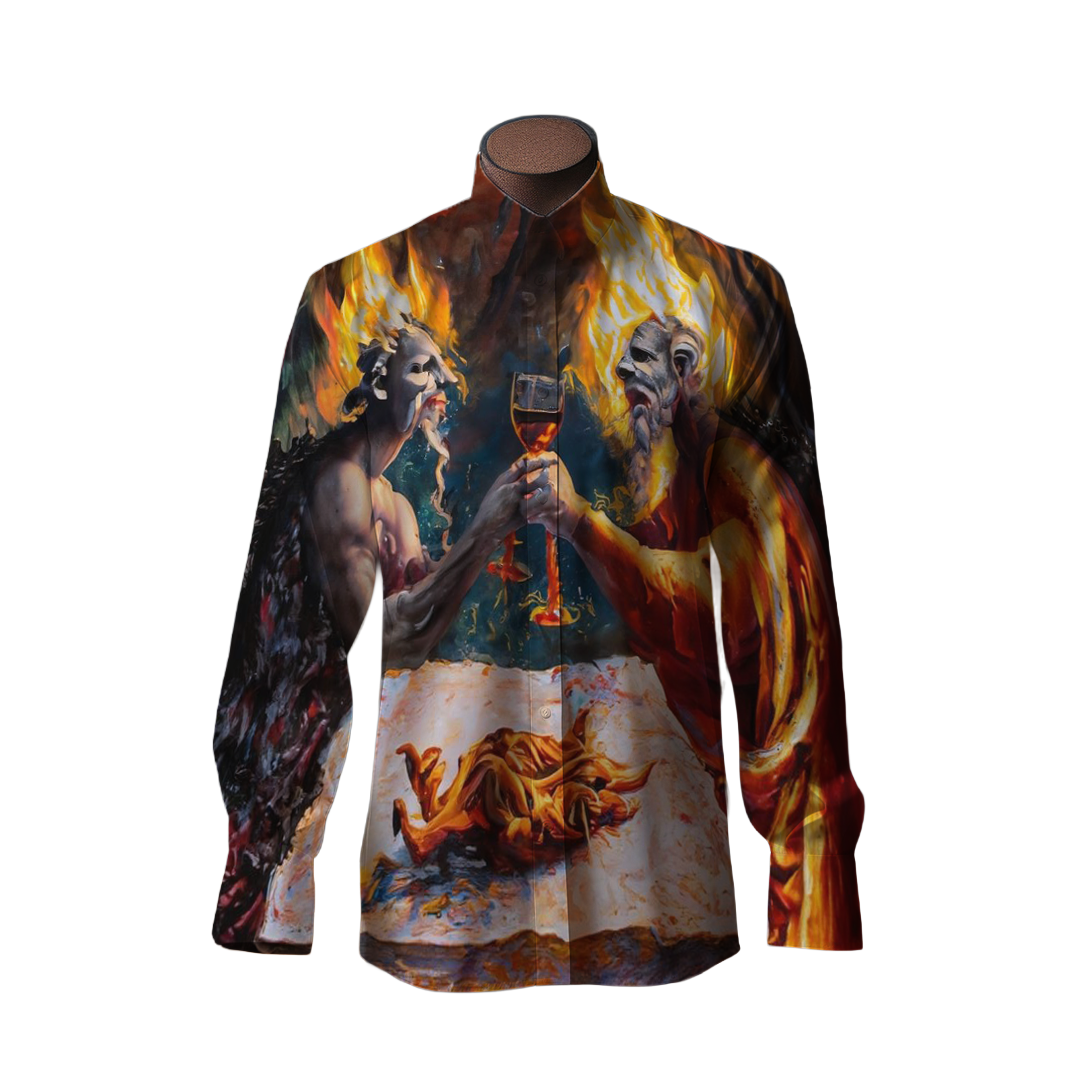 Brindis de fuego - Camisa 100% de seda - Manga larga