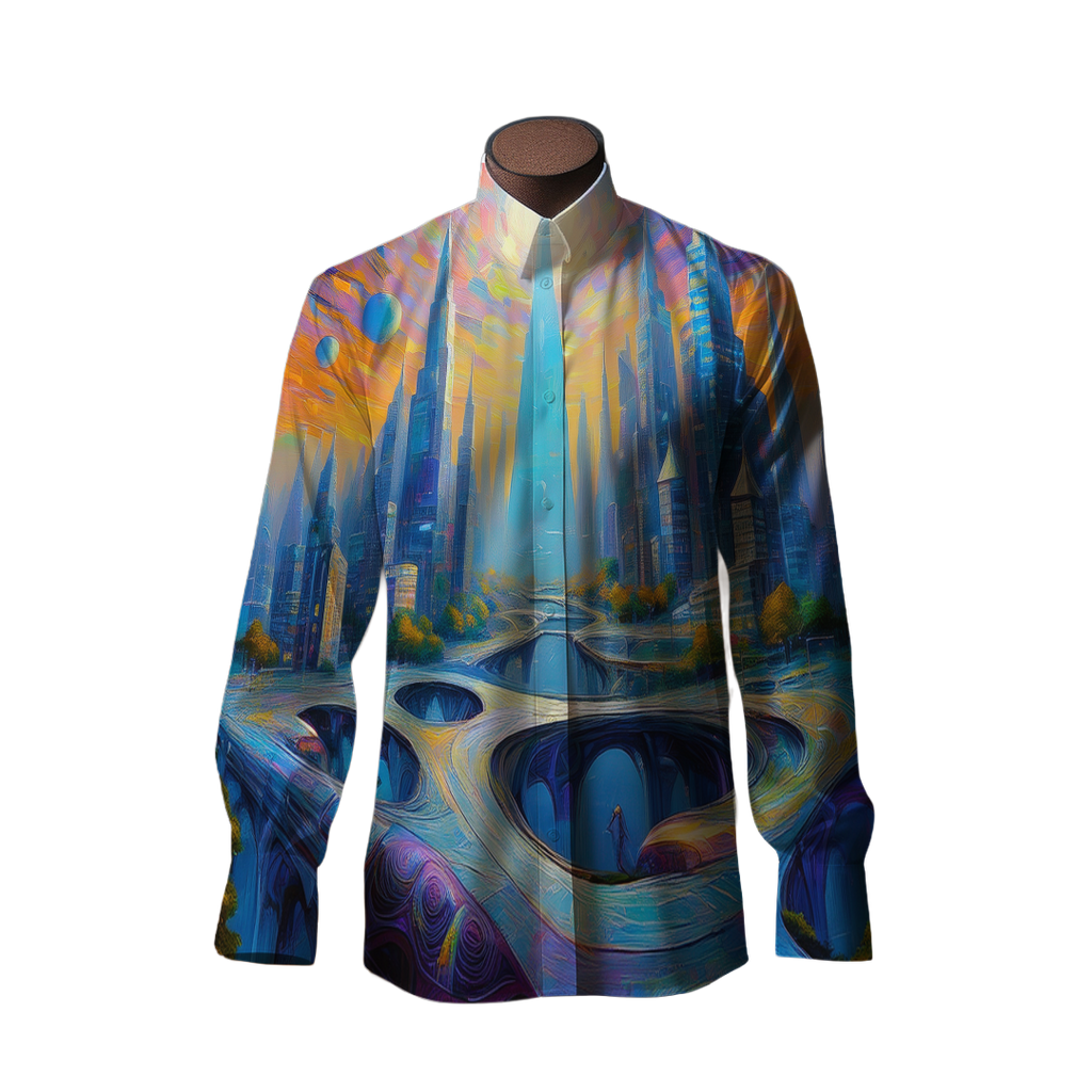 La ciudad de los sueños - Camisa 100% de seda - Manga larga