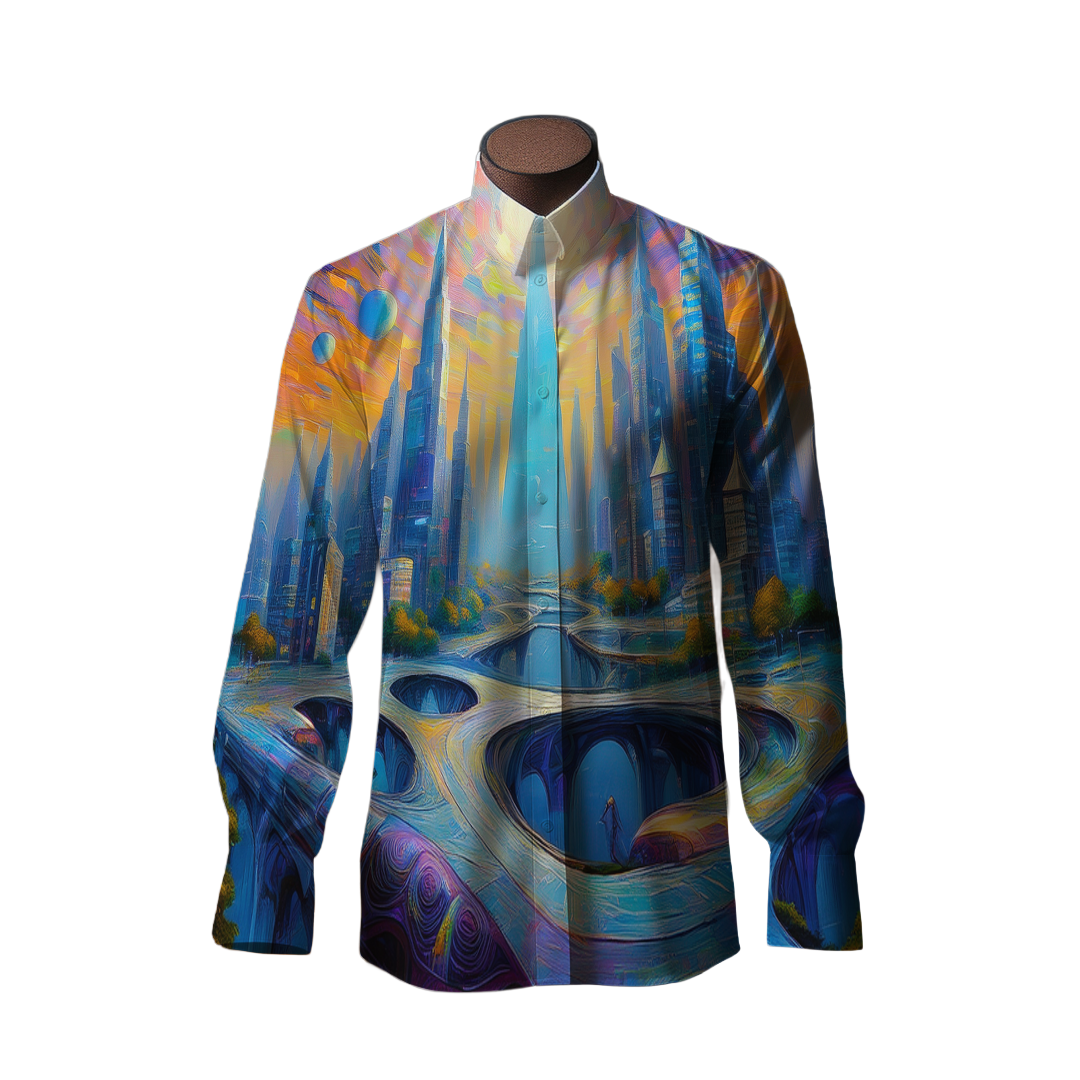 La ciudad de los sueños - Camisa 100% de seda - Manga larga