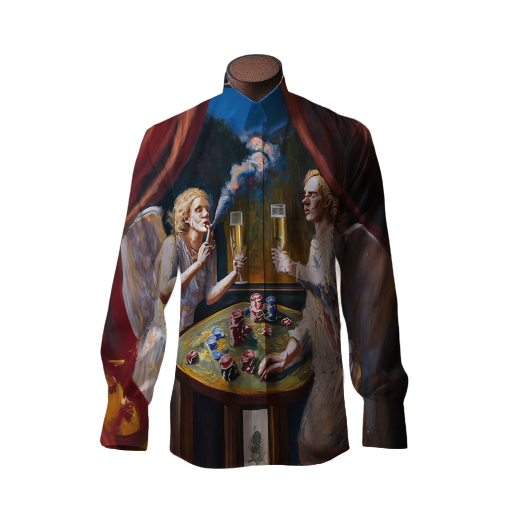 Querubines - Camisa 100% de seda - Manga larga