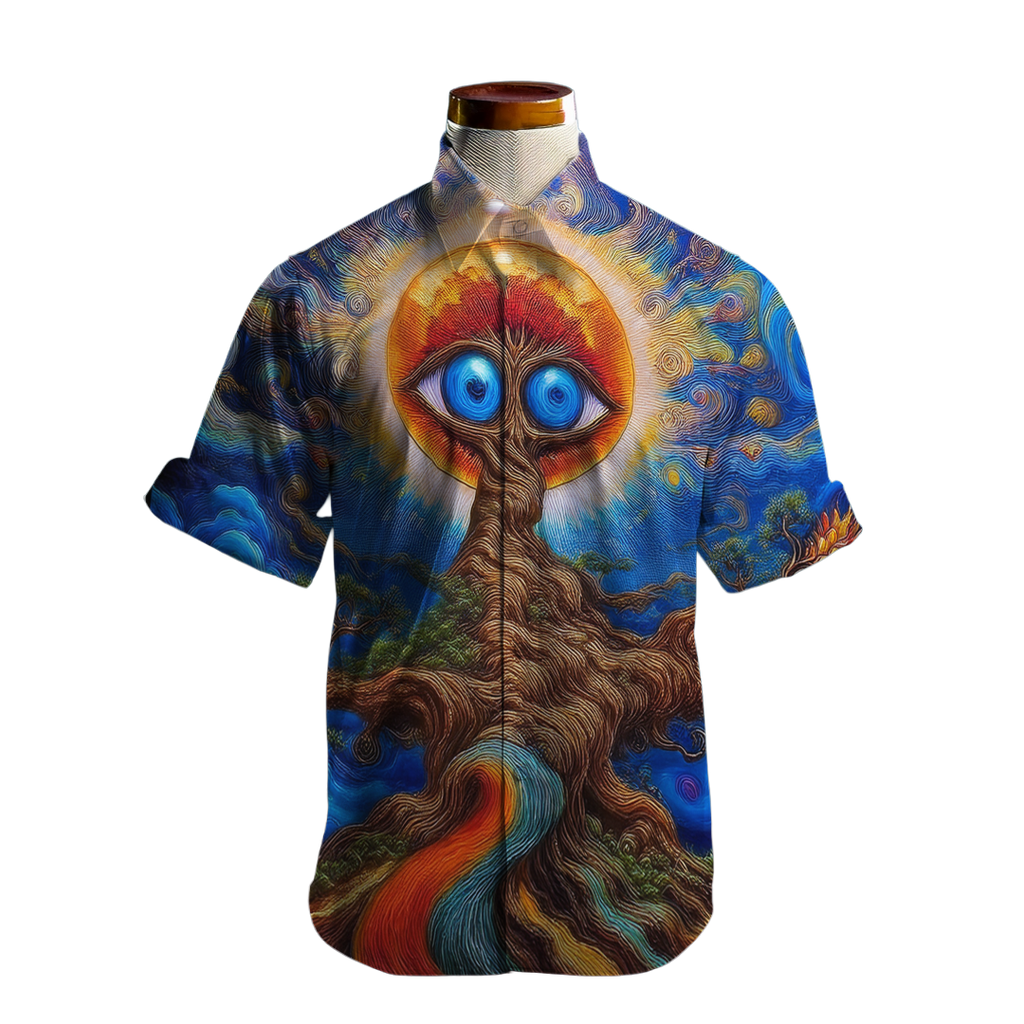 No dejes de mirar - Camisa 100% de seda - Manga corta