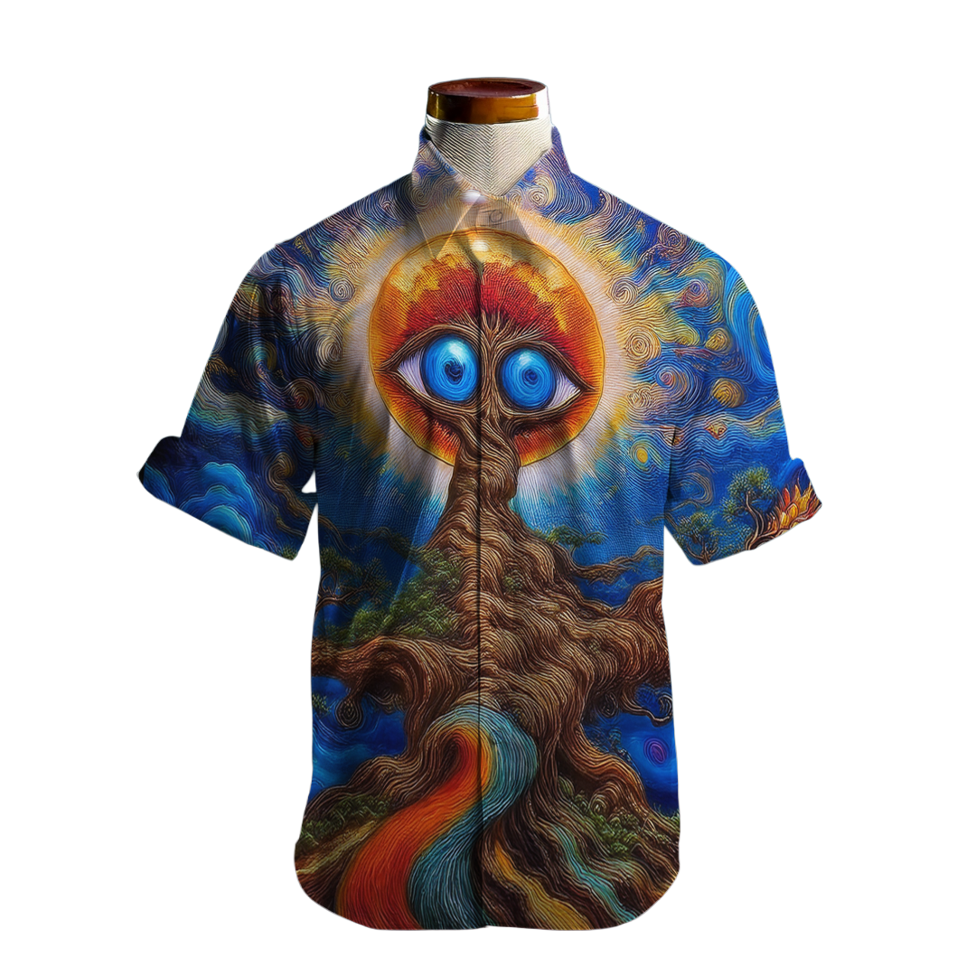 No dejes de mirar - Camisa 100% de seda - Manga corta