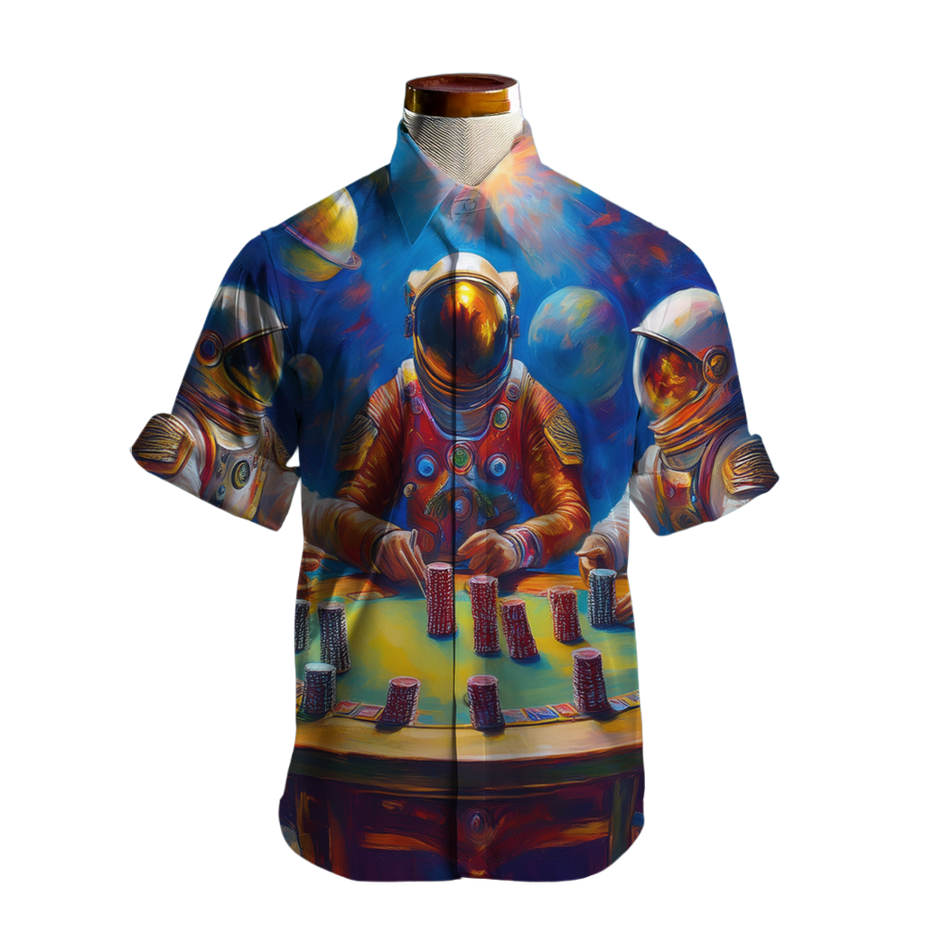 Juego de estrellas - Camisa 100% de seda - Manga corta