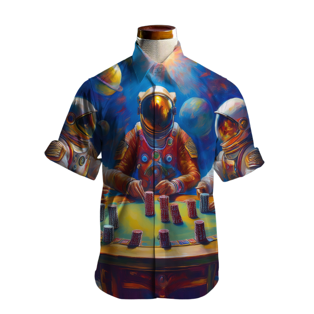 Juego de estrellas - Camisa 100% de seda - Manga corta