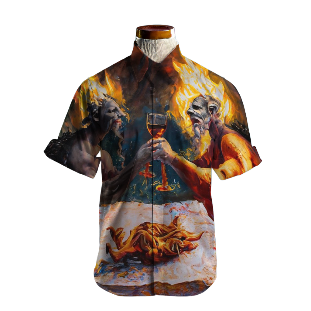 Brindis de fuego - Camisa 100% de seda - Manga corta