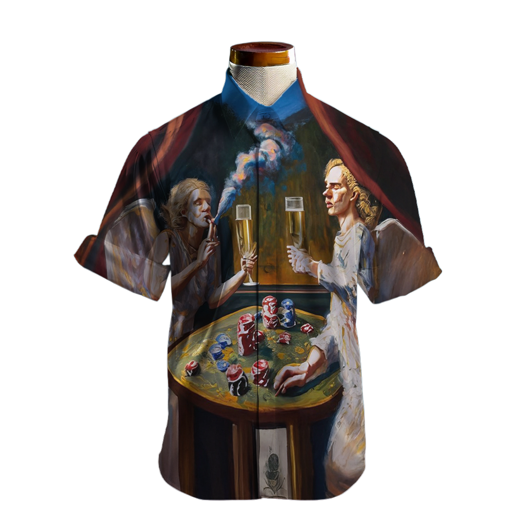 Querubines - Camisa 100% de seda - Manga corta