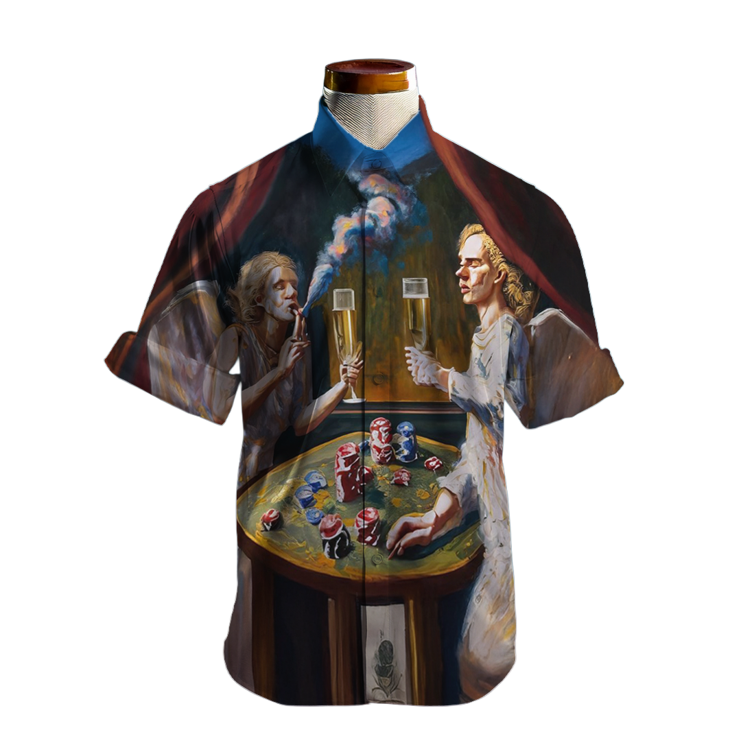 Querubines - Camisa 100% de seda - Manga corta