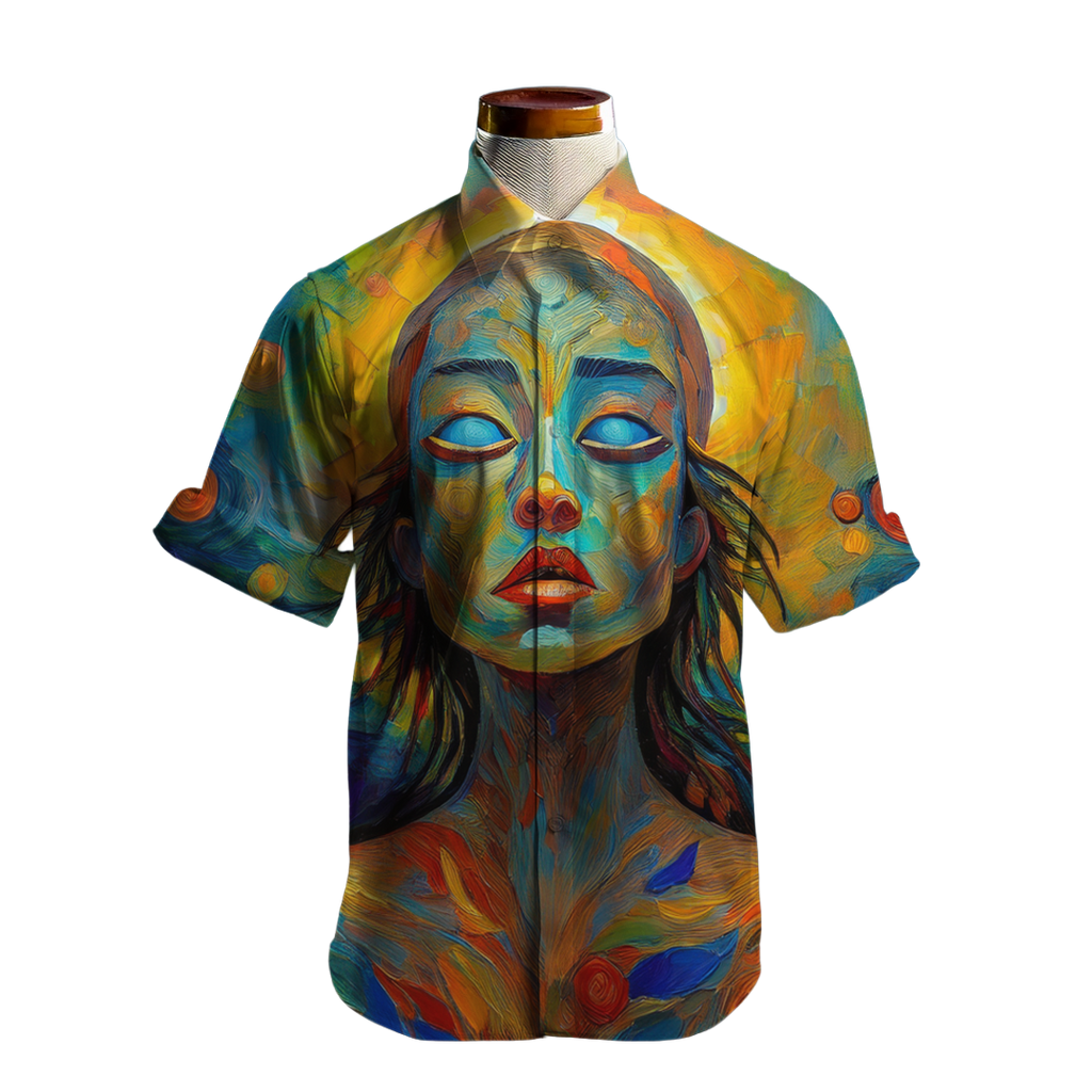 Mirada de ella - Camisa de 100% seda - Manga corta