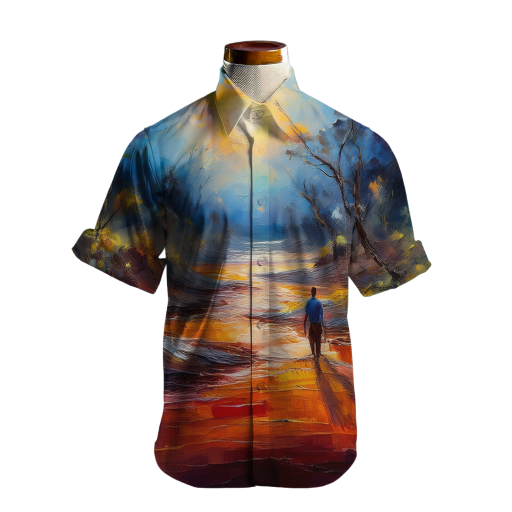 Caminante - Camisa 100% de seda - Manga corta