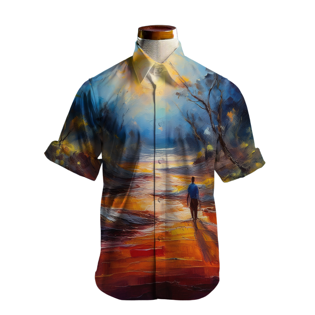 Caminante - Camisa 100% de seda - Manga corta