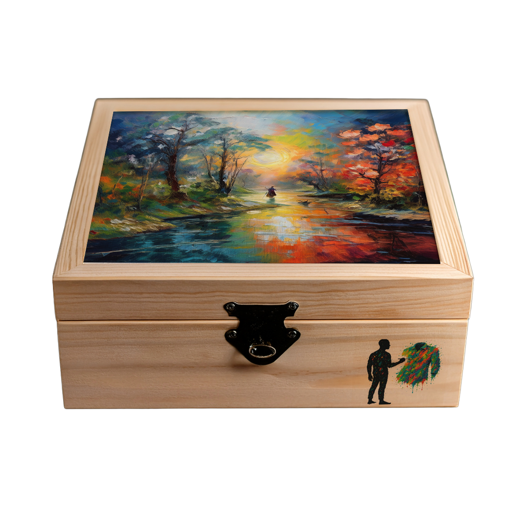 Llegando al lago - Camisa 100% de seda - Manga corta