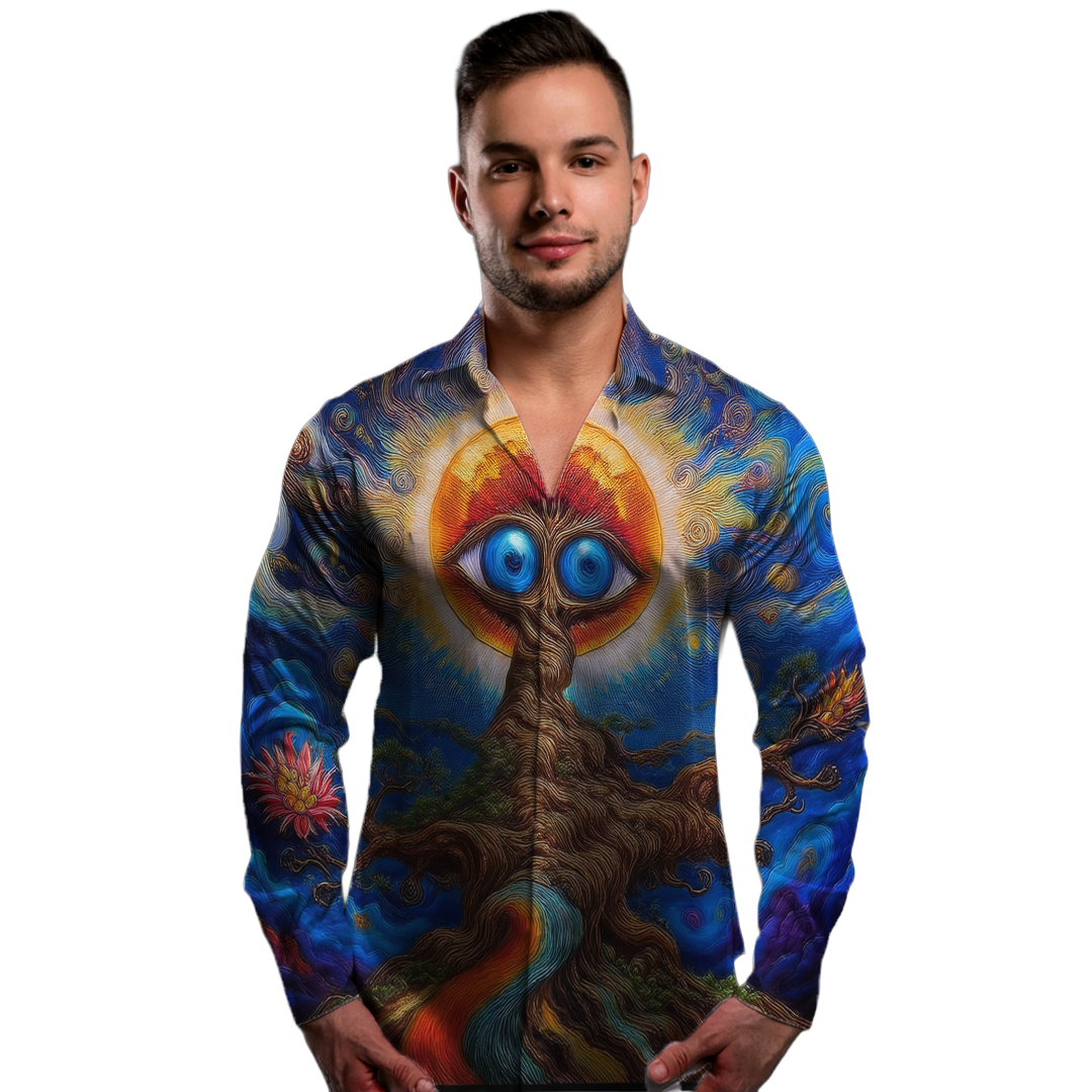 No dejes de mirar - Camisa 100% de seda - Manga larga