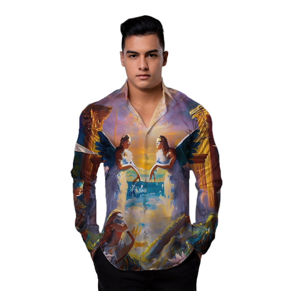 Bienvenido al cielo  - Camisa 100% de seda - Manga larga