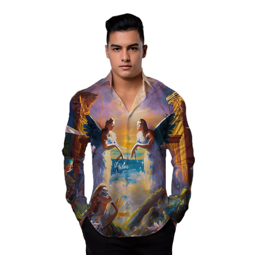 Bienvenido al cielo  - Camisa 100% de seda - Manga larga