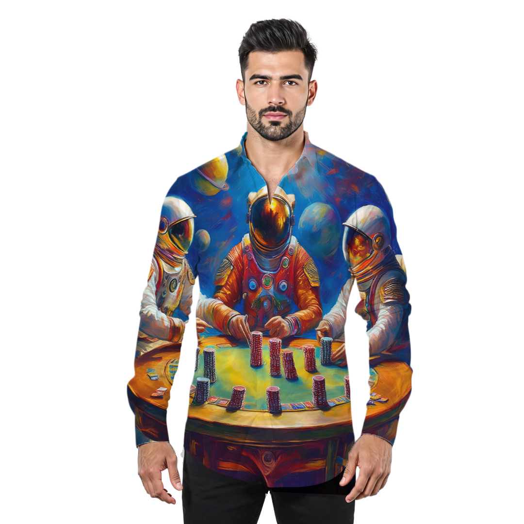 Juego de estrellas - Camisa 100% de seda - Manga larga