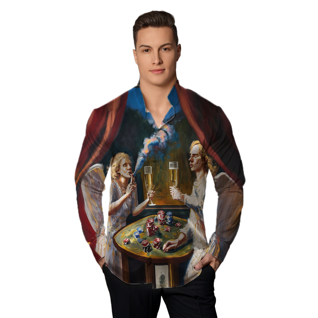 Querubines - Camisa 100% de seda - Manga larga