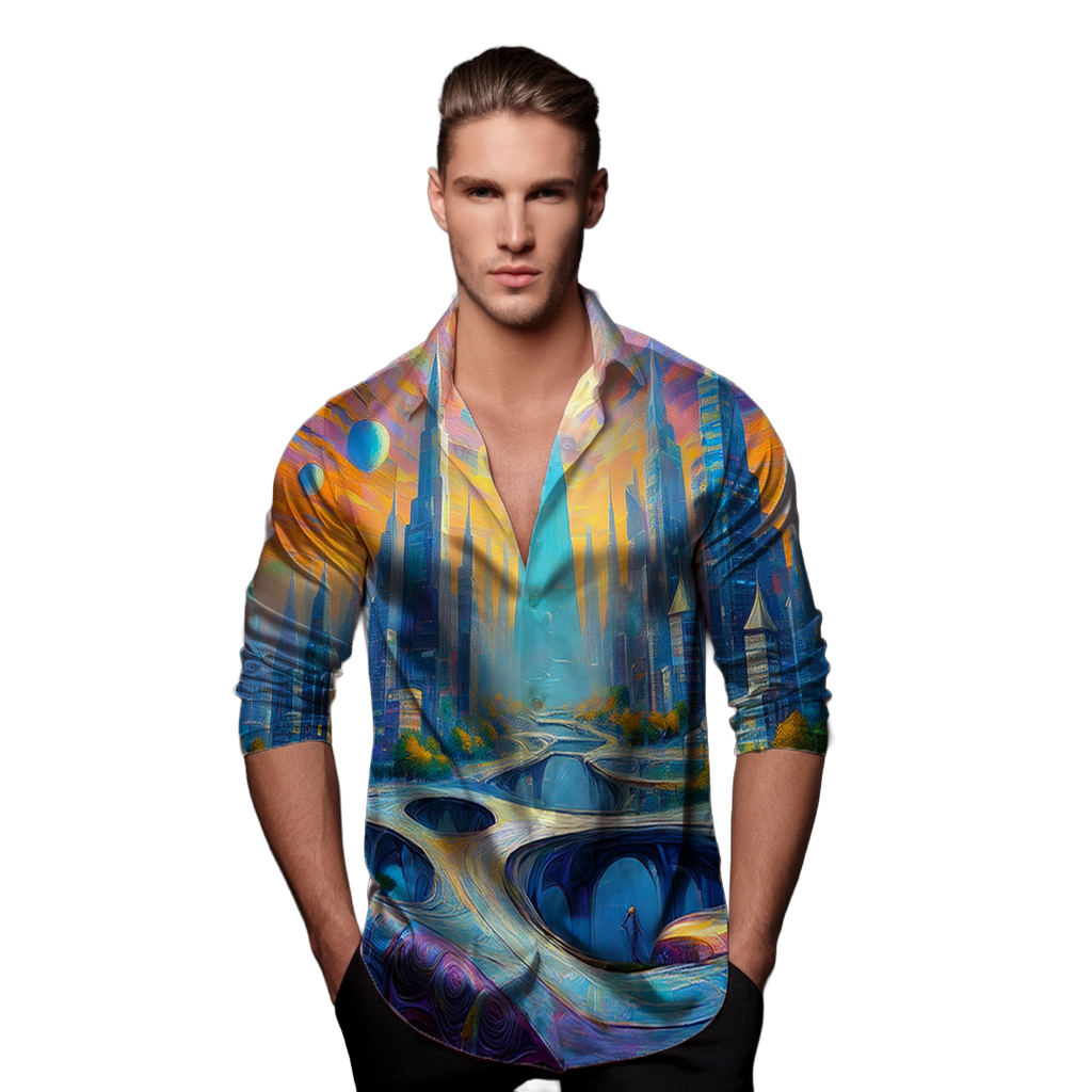 La ciudad de los sueños - Camisa 100% de seda - Manga larga