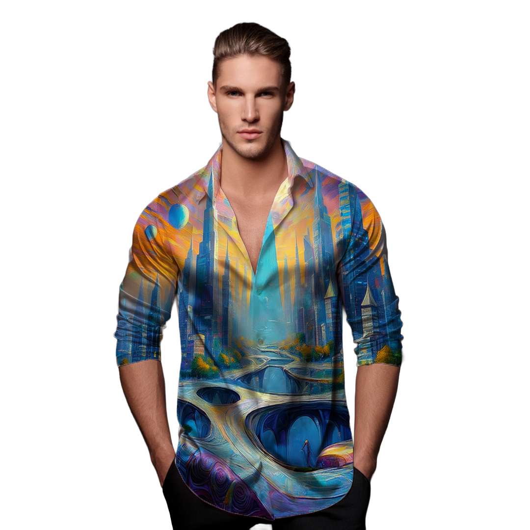 La ciudad de los sueños - Camisa 100% de seda - Manga larga