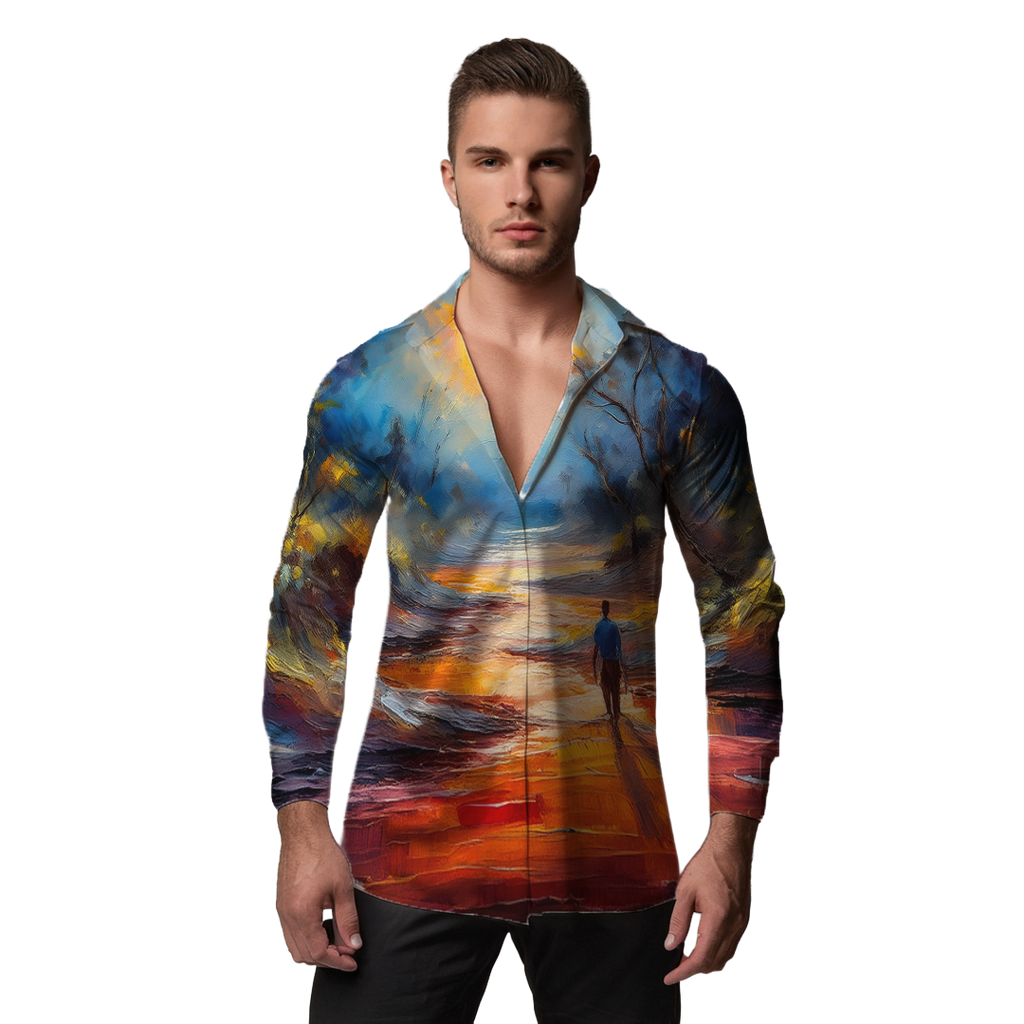 Caminante - Camisa 100% de seda - Manga larga