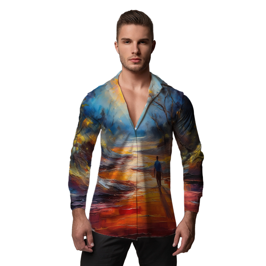 Caminante - Camisa 100% de seda - Manga larga