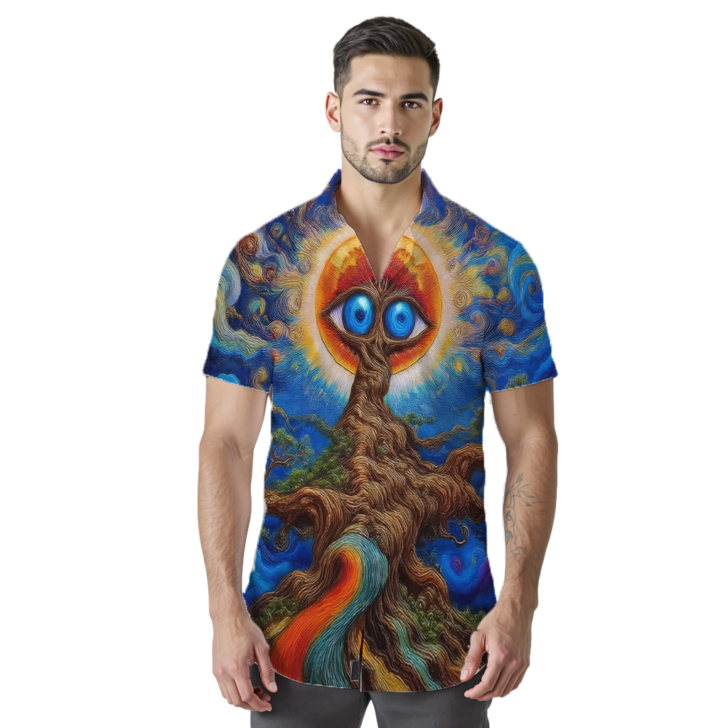 No dejes de mirar - Camisa 100% de seda - Manga corta