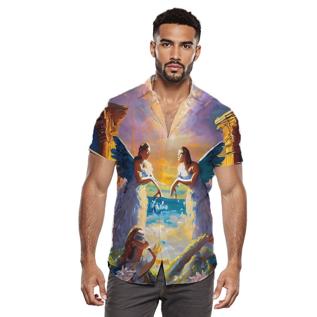 Bienvenido al cielo - Camisa 100% de seda - Manga corta