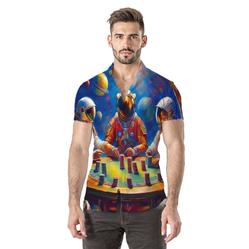 Juego de estrellas - Camisa 100% de seda - Manga corta