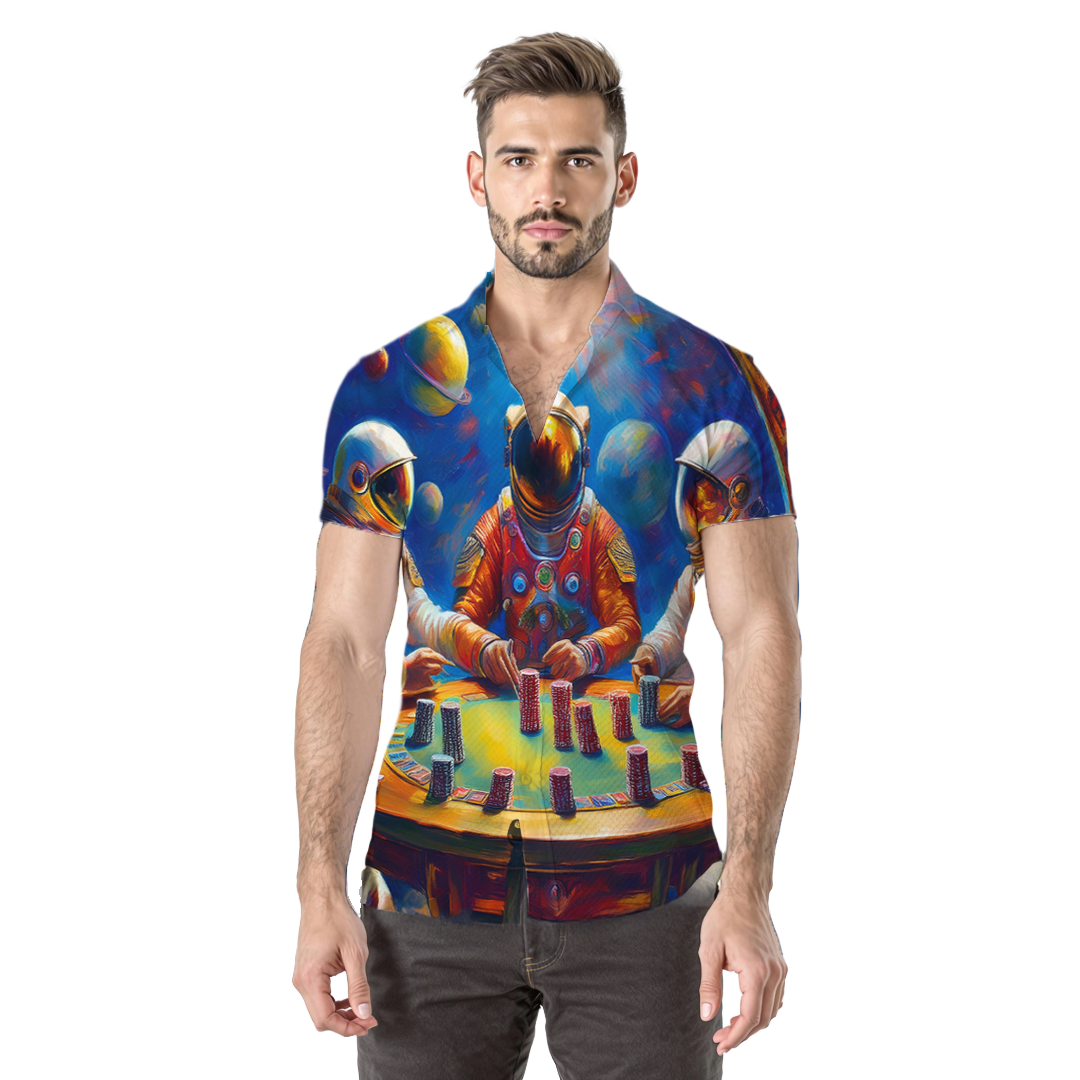 Juego de estrellas - Camisa 100% de seda - Manga corta