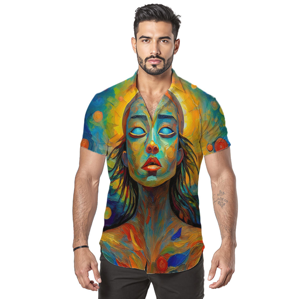 Mirada de ella - Camisa de 100% seda - Manga corta