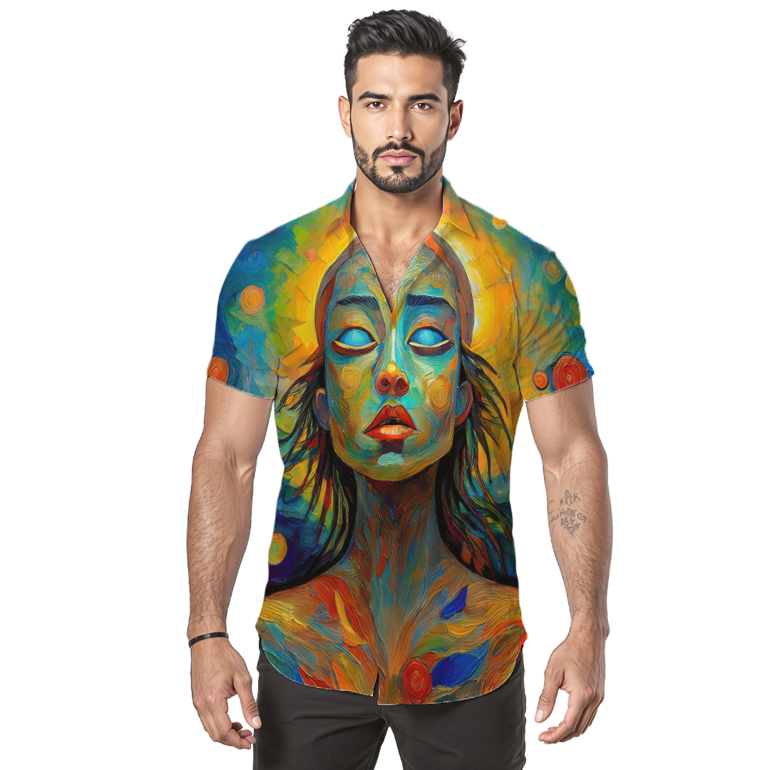 Mirada de ella - Camisa de 100% seda - Manga corta