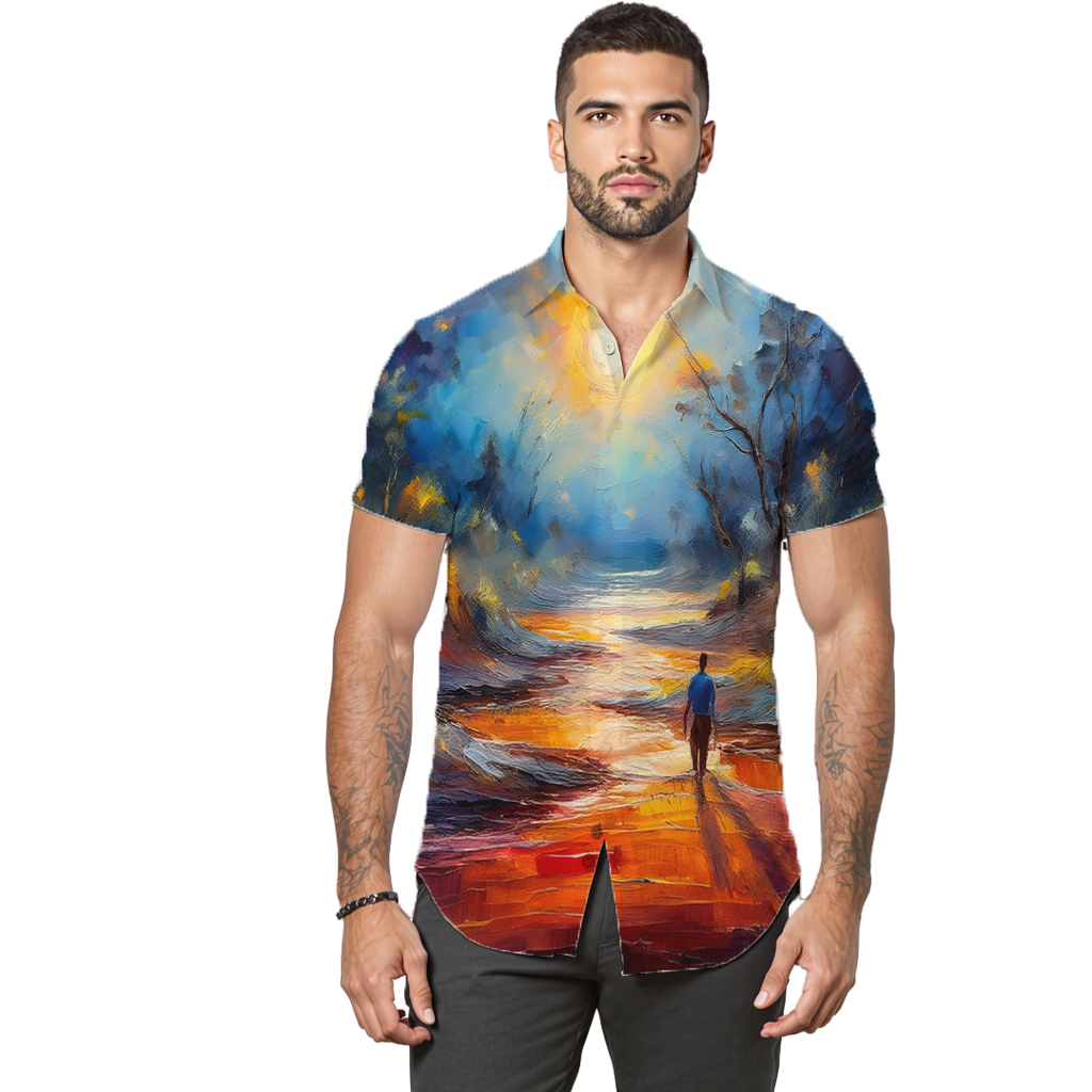 Caminante - Camisa 100% de seda - Manga corta