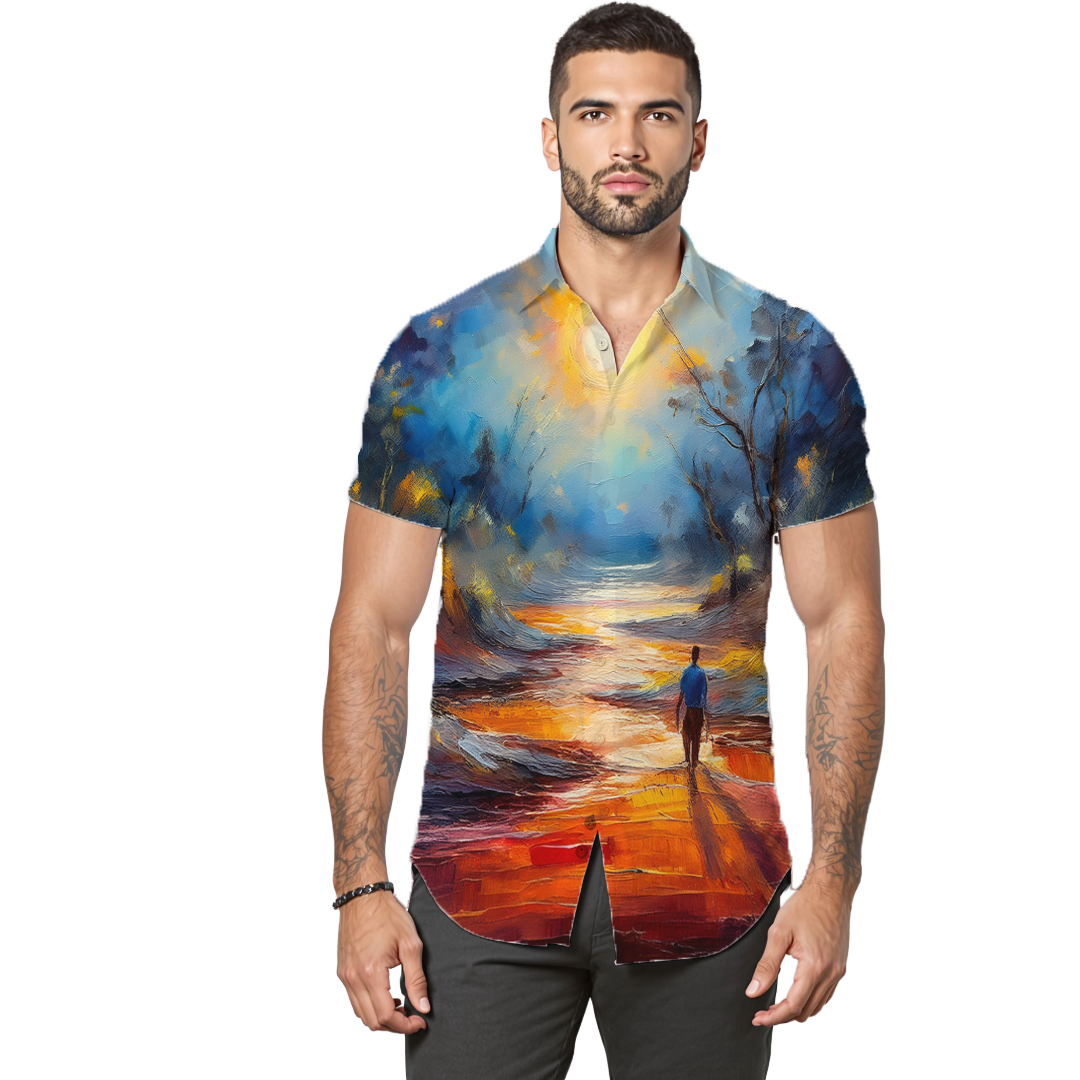 Caminante - Camisa 100% de seda - Manga corta